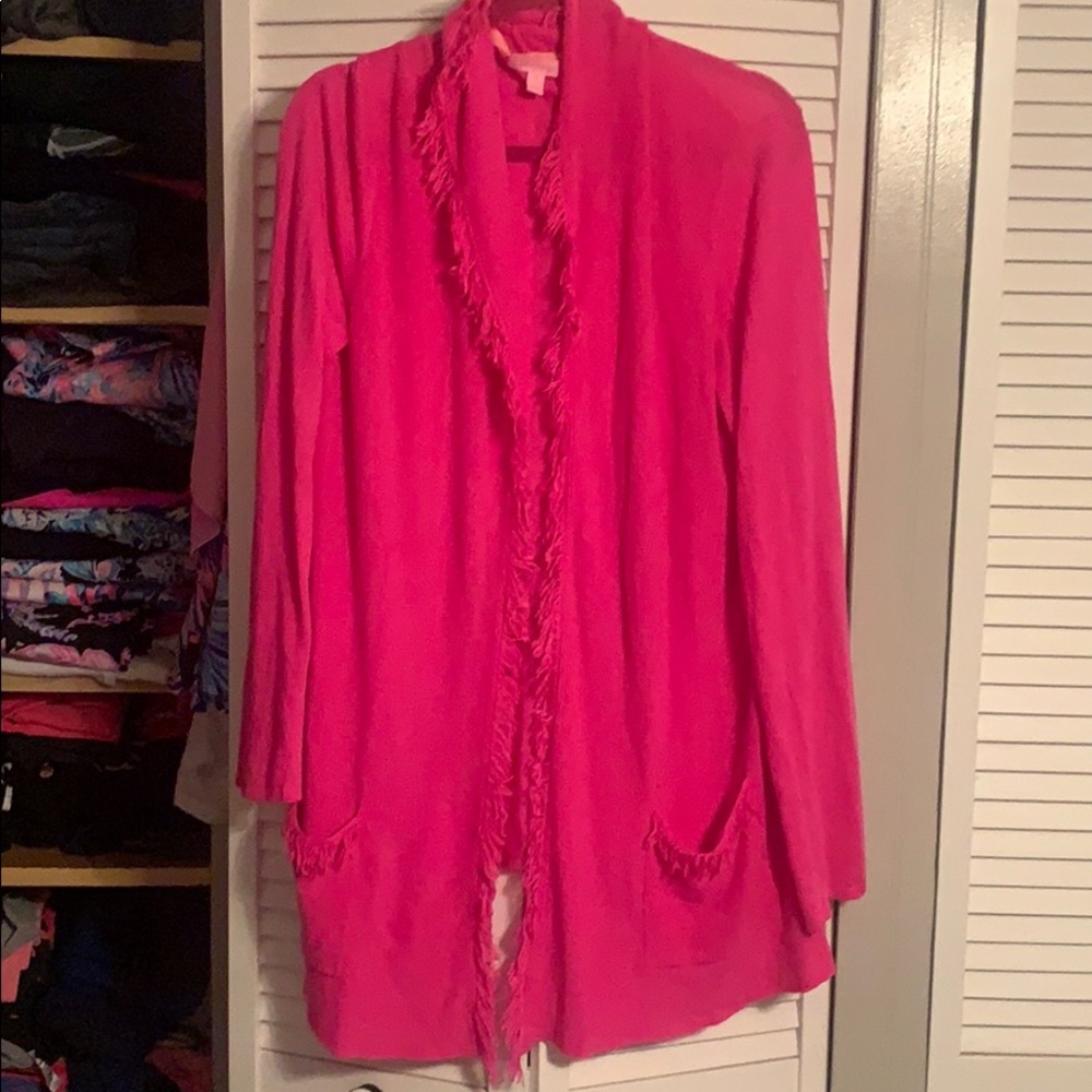 Bridget fringe cardigan pink